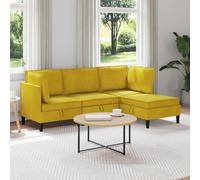 KMTNERVG Set di mobili per soggiorno in velluto giallo, 4 pezzi, con vano portaoggetti, imbottitura con cuscino a scatola e imbottitura in schiuma, design ergonomico in velluto e compensato, set