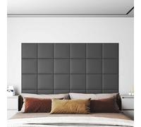 KMTNERVG Testiera moderna da parete, 12 pezzi, grigio, 30 x 30 cm, in tessuto, rettangolare, per camera da letto, con superficie in morbido tessuto e base in legno, facile montaggio a parete, per