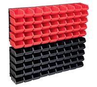 KMUNGDWG 96 PEZZI KIT CONTENITORI PER PICCOLI CON 6 PIASTRE A PARETE ROSSO NERO, 90 SCATOLE IMPILABILI PER VITI CHIODI DADI FERRAZIONI ESPANDIBILE E