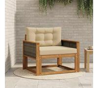 KMUNGDWG Moderno divano centrale per esterni in legno di acacia massiccio, marrone naturale, per balcone e terrazza, con design a doghe per un comfort di seduta e una lunga resistenza agli agenti