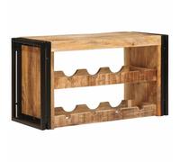 KMUNGDWG Portabottiglie da parete in legno di mango massiccio e ferro, 100 x 45 x 33 cm, marrone, design industriale per loft e cucine moderne, robusto portabottiglie con molto spazio