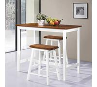 KMUNGDWG Set da bar da 3 pezzi, con 1 tavolo da bar e 2 sgabelli, gambe in legno massiccio e piano in MDF, design elegante grazie alla levigatura e alla verniciatura, facile da pulire e da montare