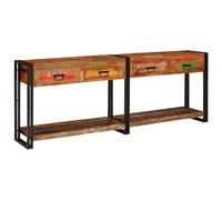 KMUNGDWG Set di 2 tavolini consolle rustici in legno massello, multicolore, con scomparti portaoggetti, per soggiorno, corridoio, piano rettangolare stretto, facile da montare, versatile