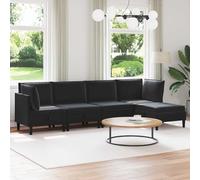 KMUNGDWG Set di mobili per il soggiorno in velluto, 5 pezzi, colore nero, con design a cassetta, seduta imbottita in velluto e compensato, set ergonomico con imbottitura in schiuma per comfort e