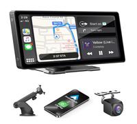 KMUTZY 10,26" Wireless Carplay Display für A-pple Carplay & Android Auto,Tragbarer CarPlay-Bildschirm, Mit Rückfahrkamera, Mirror Link, Bluetooth, Sprachsteuerung, GPS-Navigation, FM/AUX