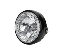 KMVPVGZHCN Fari per Moto Faretto Frontale Faro Anteriore Universale A LED Rotondo H4 7 Pollici 35 W Moto Nero Con Staffa Montaggio Indicatori Direzione A 9 Fili Motociclette(1pcs Light28-36mm)