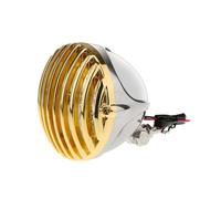 KMVPVGZHCN Fari per Moto Faretto Frontale Per Bobber Per Faro Anteriore Per Moto Con Griglia Copertura Per Alloggiamento Faro Per Motocicletta Gruppo Ottico Per Motocicletta(Gold Silver)