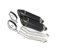 KMWSHAN Scarico per Moto per Suzuki Hayabusa GSX-R 1300 2008-2015 2009 2010 2011 2012 Silenziatore per Moto Marmitta in Acciaio Inox Marmitta di Scarico Tubo di Collegamento Centrale Accessori(Black)