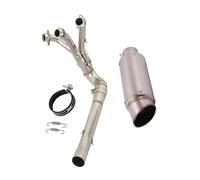 KMWSHAN Scarico per Moto per Yamaha Tracer 9 GT 2020-2023 Silenziatore di Scarico Slip-on per Moto Tubo di Scarico in Acciaio Inossidabile/Fibra di Carbonio Tubo di Collegamento Anteriore(Chrome)