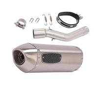 KMWSHAN Scarico per Moto Silenziatore di Scarico Slip-On per Motocicletta, Collegamento Centrale, Silenziatore in Acciaio Inox, Silenziatore Rimovibile per Suzuki GSX250 250R DL 250(Chrome)