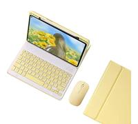 KMXDD Custodia per tastiera e mouse per iPad Mini A17 Pro 2024, iPad Mini di sesta generazione, custodia con tasti colorati, copertura per tastiera Bluetooth staccabile con portamatite (giallo)