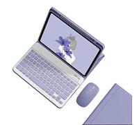 KMXDD Custodia per tastiera e mouse per iPad Mini A17 Pro 2024, iPad Mini di sesta generazione, custodia con tasti colorati, copertura per tastiera Bluetooth staccabile con portamatite (viola)