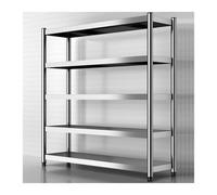 KMXNSJZS Scaffali Regolabili in Acciaio Inox A 5 Livelli per Casa, Cucina, Ufficio, Garage, Ristoranti, Scaffali di qualità Commerciale, Argento, 150 X 50 X 180 Cm