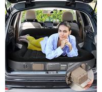 KMZ Materassino gonfiabile ad aria per SUV, floccato ispessito, con pompa integrata, autogonfiante, portatile, per dormire, da viaggio, per SUV, camion, gonfiaggio e sgonfiaggio rapido (nero)