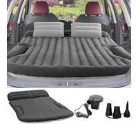 KMZ Materasso gonfiabile per SUV spesso e double face floccato con 2 cuscini e pompa elettrica Cuscino mobile dedicato per bagagliaio SUV e sedile posteriore (grigio scuro)