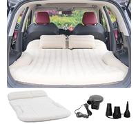 KMZ SUV - Materasso per auto ispessito e floccato su entrambi i lati, per campeggio, con 2 cuscini per sedile posteriore e bagagliaio (beige e caffè)