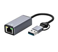 Knadgbft 1 PZ Dual Headed USB Tipo C Adattatore Ethernet Scheda di Rete USB Tipo-C A RJ45 1000Mbps Adattatore di Rete Per Desktop Laptop
