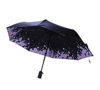 Knadgbft Ombrello Automatico Femminile Ombrello Rivestimento Nero Sole e Pioggia Ombrello Donne 210T Tessuto Tre Pieghevole #C, Rosa e nero