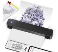 KNAON Stampante professionale per stencil per tatuaggi, wireless, Bluetooth, a trasferimento termico, con 10 fogli di carta di trasferimento, compatibile con tablet, smartphone e PC, colore nero