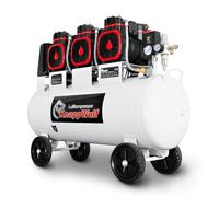 KnappWulf Compressore silenzioso KW6100, 10 bar, 100 l, 230 V, 3300 W | 754 l/min, con separatore d'acqua, riduttore di pressione, rubinetto di scarico dell'acqua di condensa