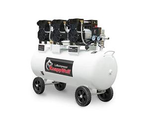 KnappWulf KW2200 Compressore d'aria silenzioso 8 bar Compressore aria compressa Compressore d'aria 100 l Caldaia 3300 W 590 l/min Senza olio Con separatore d'acqua Riduttore di pressione Rubinetto