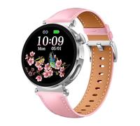 Knauermann NEO 2 (2025) - Argento rotondo - Orologio salutare smartwatch - ECG + funzione HRV - BT Bluetooth - apnea notturna - pressione sanguigna - cinturino in pelle bovina rosa