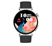 Knauermann NEO 2 (2025) - Argento Rotondo - Orologio Salute Smartwatch - ECG - Funzione HRV - BT Bluetooth - Apnea notturna - Pressione sanguigna - Cinturino in pelle bovina nero, Durchmesser: 40mm;