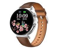 Knauermann NEO 2 (2025) - Argento rotondo - Orologio Salute Smartwatch - ECG + funzione HRV - BT Bluetooth - apnea notturna - pressione sanguigna - cinturino in pelle bovina marrone