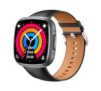 Knauermann Neo 2 (2025) - Nero Rettangolare - Orologio Salute Smartwatch - ECG - Funzione HRV - Bluetooth BT - Apnea del sonno - Pressione Sanguigna - Cinturino in Pelle di Mucca Nero, Höhe: 42 mm