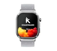 Knauermann PRO 4 ECG Health Watch con funzione telefono - Smartwatch in argento - Polsi, pressione sanguigna, HRV, analisi del sonno, per uomo e donna, bracciale milanese argento