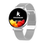 Knauermann PRO 4 MINI (2026) rotondo argento - ECG orologio sanitario pressione sanguigna, polso e ossigeno nel sangue, analisi del sonno, telefonia, IP67, argento milanese