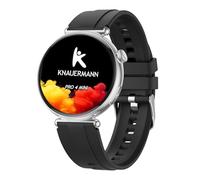 Knauermann PRO 4 MINI (2026) Rotondo Argento - ECG Orologio sanitario Pressione sanguigna, polso e ossigeno nel sangue, analisi del sonno, telefonia, IP67, silicone nero