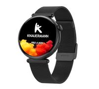 Knauermann PRO 4 MINI (2026) Rotondo Nero - ECG Orologio sanitario Pressione sanguigna, polso e ossigeno nel sangue, Analisi del sonno, Telefonia, IP67, Milanese Nero