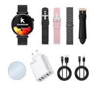 Knauermann PRO 4 MINI (2026) rotondo nero - ECG orologio sanitario pressione sanguigna, polso e ossigeno nel sangue, analisi del sonno, telefonia, IP67, confezione premium