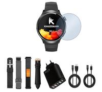 Knauermann PRO 4 Orologio per la salute ECG con funzione telefonica, smartwatch in nero, pulsazione, pressione sanguigna, ossigeno nel sangue, HRV, analisi del sonno, per uomo e donna, Nero