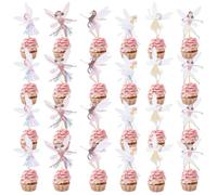 KNBMCAV 24PCS Fata Dei Fiori Cake Topper, Decorazioni per Cupcake a Forma di Fata, Fairy Topper per Torte Compleanno,Compleanno Festa A Tema Cartoni Animati Torta Toppers