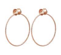 KnBoB Tunnel per orecchio in acciaio inox, 6 - 20 mm (1 paio) - Double Flared Plug con orecchini a cerchio ritorti, oro rosa e argento - Espansore per orecchio, da donna, gioielli, 8 mm, Acciaio