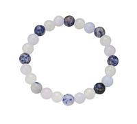 KNDSSMY Bracciale Elastico con Perline in Pietra Naturale Alla Moda, Bracciale Fatto a Mano con Perline in Pietra a Pois Blu e Agata da 8mm, Braccialetto Unisex per Yoga, Elegante e Semplice da 8mm.
