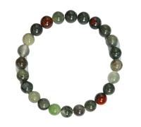 KNDSSMY Bracciale Elastico In Pietra Naturale Fatto a Mano, Braccialetto Regolabile Boemo da 8mm, Perline di Pietra Del Sangue Africana Grigio-Verde, Unisex, Elegante e Semplice, da 8mm.