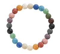 KNDSSMY Bracciale Elastico Unisex con Perline In Pietra Naturale Colorata, Regolabile da 8mm, In Pietra Vulcanica Color Caramella Rossa e Blu, Elegante e Semplice per Compleanno, San Valentino, 8mm.