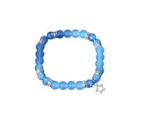 KNDSSMY Bracciale Unisex con Perline in Pietra Naturale Fatto a Mano, Regolabile, Elastico, in Agata Blu con Ciondolo a Forma di Stella, Perline da 8mm, Regalo per Amicizia e Compleanno, 8mm