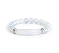 KNDSSMY Bracciale Unisex con perline Regolabili In Pietra Naturale Da 8 mm - Bracciale elastico In Opale Bianco, Braccialetto Di Coppia per San Valentino, Compleanno, Regalo per Lei e per Lui Da 8 mm