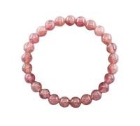 KNDSSMY Braccialetto Di perline In Pietra Naturale Fatto A Mano per Donna - Braccialetto Di perline In Quarzo Rosa Fragola Da 8 mm, per Compleanno, San Valentino, Natale, 8 mm
