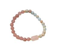 KNDSSMY Braccialetto Elastico con Perline in Pietra Naturale da Donna, Regolabile, con Perline in Quarzo Fragola Shoushan, Perline da 6mm, Regalo per Donne e Ragazze, 6mm
