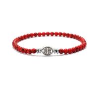 KNDSSMY Braccialetto Unisex con Perline Elastiche in Pietra Naturale Vintage, Bracciale Regolabile in Howlite Rossa da 4mm, Braccialetto Yoga Fatto a Mano, Regali per Amanti e Migliori Amici, 4mm