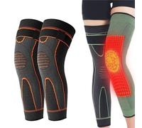 Kneeca Tourmaline Acupressure Self-Heating Shaping Knee Sleeve,3D High Elastic Knee Brace Support Compression Sleeve Wormwood Self-Heating Knee Pads (Orange, L)