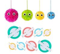KNEWMART Pom Pom Maker, 2 Set 4 Taglie Pompon Maker Fluff Sfera Weaver ago Fai da Te in Kit di Attrezzi Lavoro a Maglia di Lana per Lavoro a Maglia
