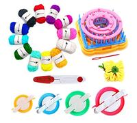 Knewmart Tessuto a maglia a fiore,8 pezzi Produttore di fiori per tessitura a maglia Tessitura Tessitura - con ago (Telaio a fiori+PomMaker+Filo+Forbici)