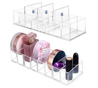KNGNGK 2 Organizer per Trucchi Trasparenti 8 Scomparti Scatola Porta Cosmetici Trasparente Organizzatore per Cosmetici Rimovibili in Acrilico, 21,8 * 9 * 4,4 cm