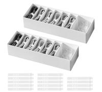 KNGNGK 2 Pz Scatola Organizzatore Cavi Dati, Scatola di Immagazzinaggio per Cavi Dati, Piccolo Organizer Cavi con Scomparti Regolabili con 14 Fascette Plastica Bianco
